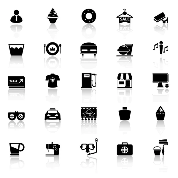 Franchisee business icons with reflect on white background — Stock Vector