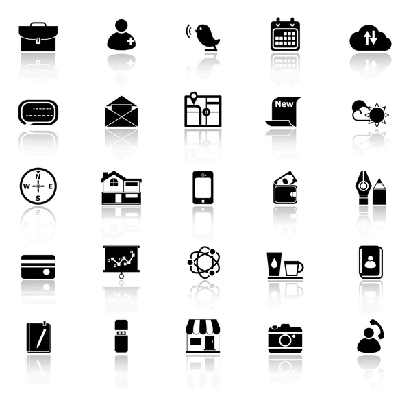 Iconos móviles con reflejo sobre fondo blanco — Archivo Imágenes Vectoriales
