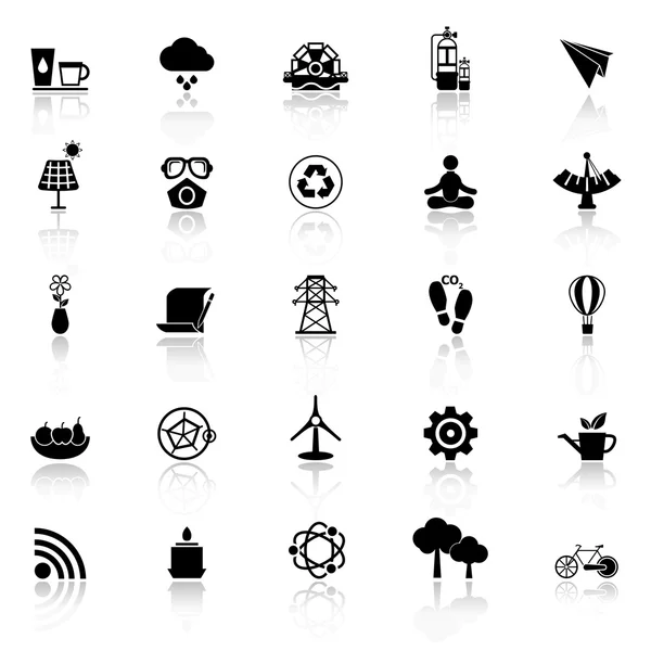 Clean concept icons with reflect on white background — Stock Vector