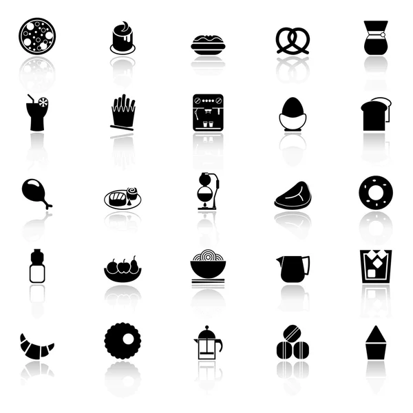 Iconos de comida fácil con reflexionar sobre el fondo blanco — Archivo Imágenes Vectoriales
