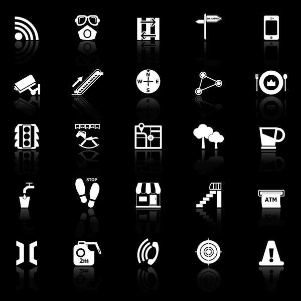 通路相关图标与反映在黑色背景上 — 图库矢量图片