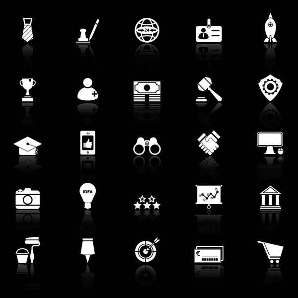 Iconos SME con reflexión sobre el fondo negro — Archivo Imágenes Vectoriales