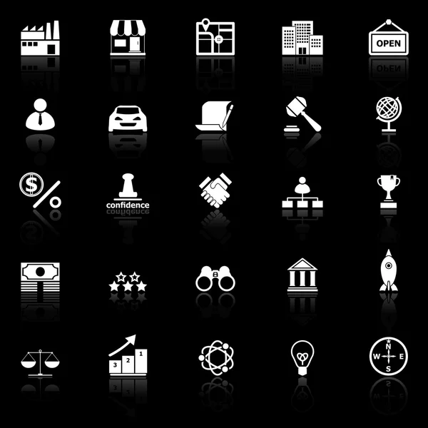 Franchise icons with reflect on black background — Stock Vector