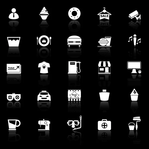 Franchisee business icons with reflect on black background — Stock Vector