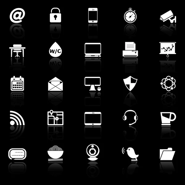 Internet cafe icons with reflect on black background — Stock Vector