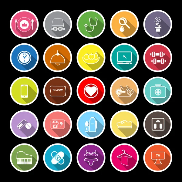 Quality life line flat icons with long shadow — ストックベクタ