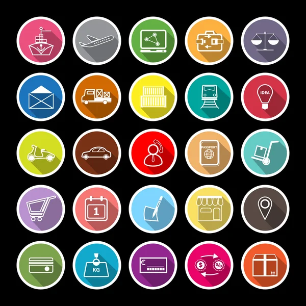 International business line flat icons with long shadow — 图库矢量图片