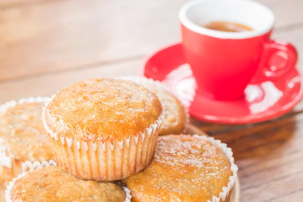 Banana cup cake and espresso — Stock Photo, Image