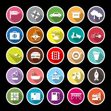 Uzun gölge ile yer düz simgeleri göster