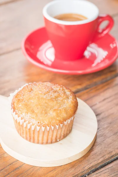 Banana cup cake and espresso — Stock Photo, Image