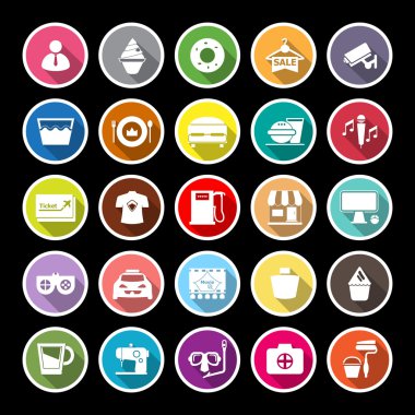 Franchisee business flat icons with long shadow clipart