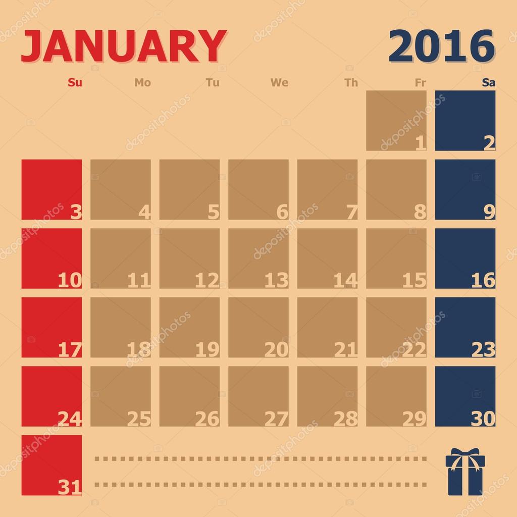 Monthly Calendar Template 2016 from st2.depositphotos.com