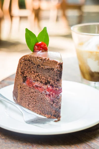 Affogato espresso and black forest cake — Stock Photo, Image