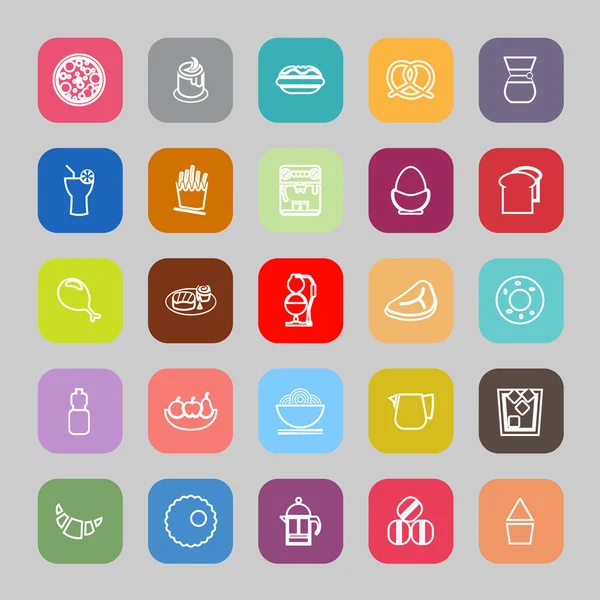Repas facile ligne plate icônes plates — Image vectorielle