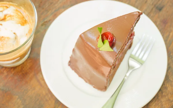 Affogato espresso and black forest cake — Stock Photo, Image