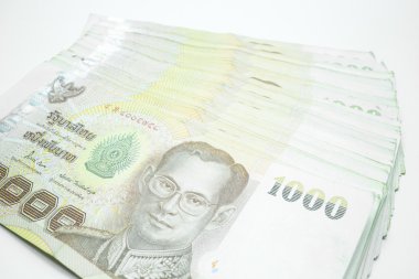 Beyaz arka planda Tayland para banknotu