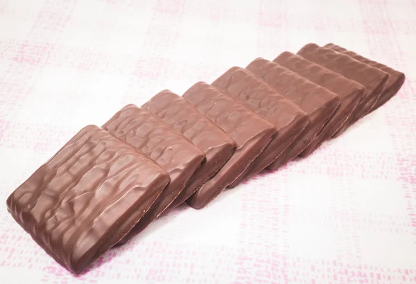 Stack of milk chocolate pieces