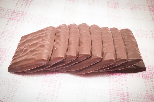 Stack of milk chocolate pieces