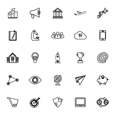 Başlangıç iş hattı simgeleri beyaz arka plan üzerinde