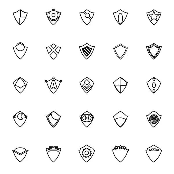 Design icônes de ligne de bouclier sur fond blanc — Image vectorielle