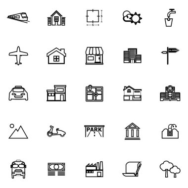 Real estate line icons on white background clipart