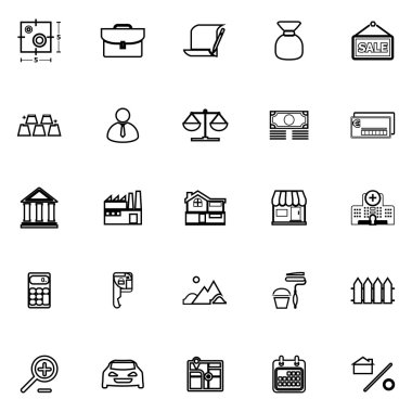 Mortgage and home loan line icons on white background clipart