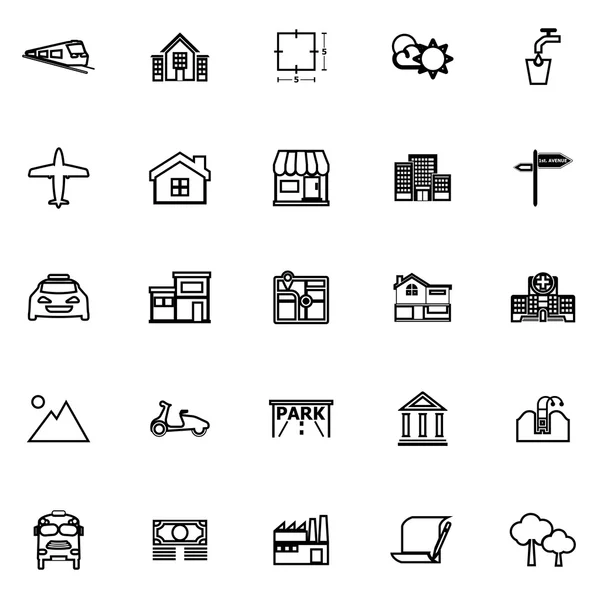 Iconos de línea de bienes raíces sobre fondo blanco — Archivo Imágenes Vectoriales