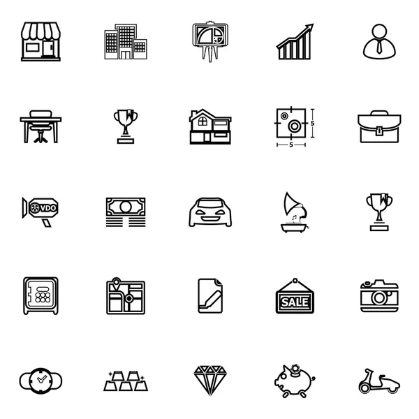 Iconos de línea de activos y propiedades sobre fondo blanco — Archivo Imágenes Vectoriales