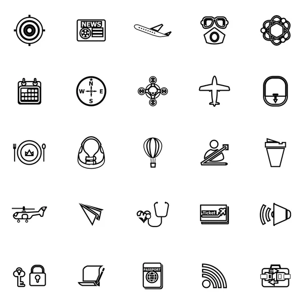 Iconos de línea relacionados con el transporte aéreo sobre fondo blanco — Archivo Imágenes Vectoriales