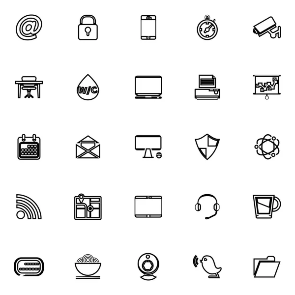 Iconos de línea de café por Internet sobre fondo blanco — Vector de stock