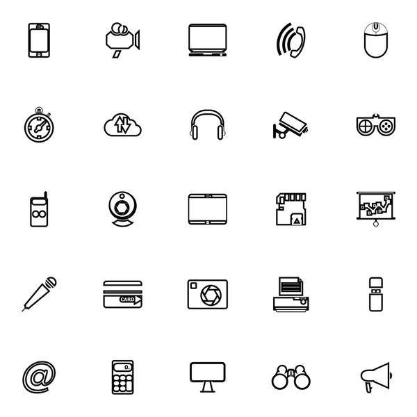 Gadget iconos de línea sobre fondo blanco — Vector de stock