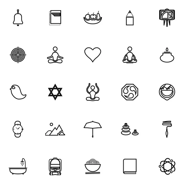 Zen society line icons on white background