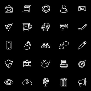 Mesaj ve e-posta hattı simgeler siyah arka plan üzerine