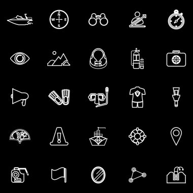 Su yolu hattı simgeler siyah arka plan üzerine ilgili