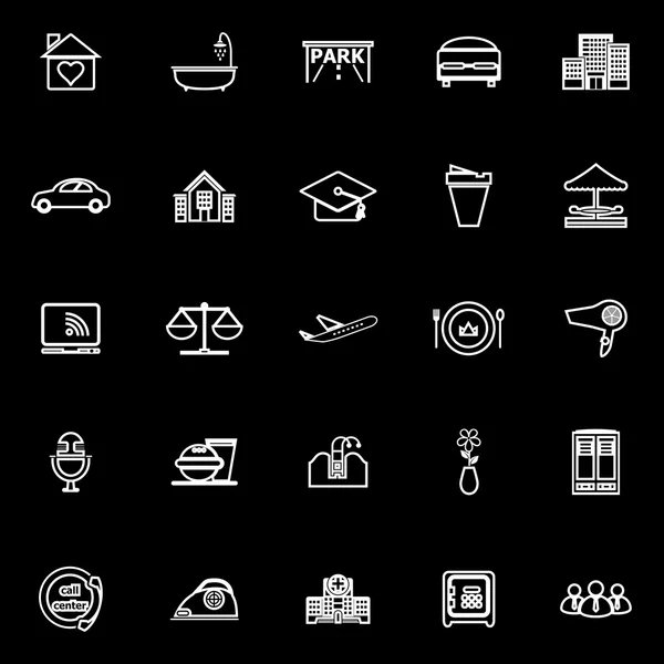 Accoglienza business line icone su sfondo nero — Vettoriale Stock