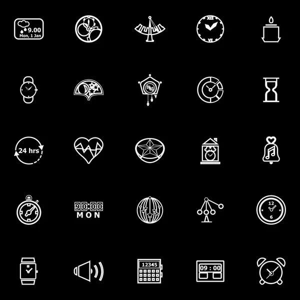 Design time line icons on black background — Stock Vector