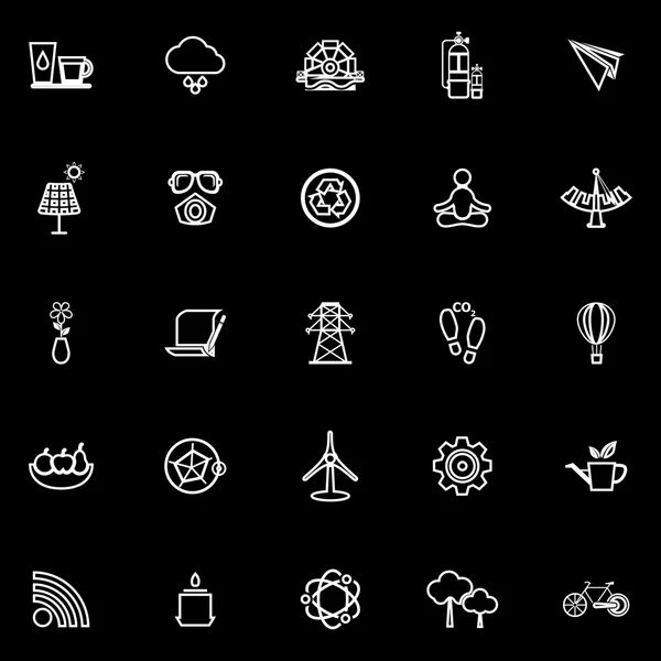 Icônes de ligne de concept propre sur fond noir — Image vectorielle
