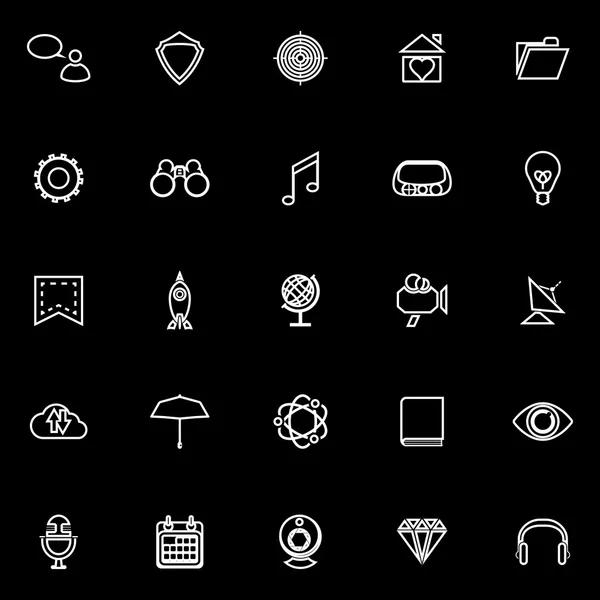 Iconos de línea SEO sobre fondo negro — Archivo Imágenes Vectoriales