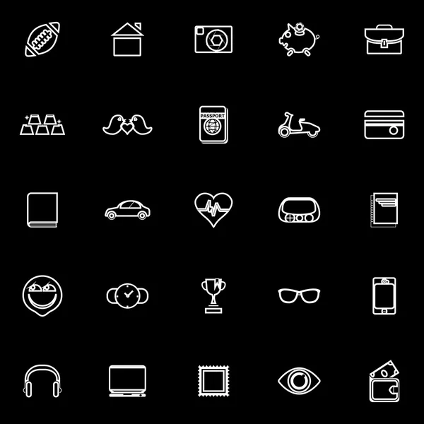 Iconos de línea de datos personales sobre fondo negro — Vector de stock