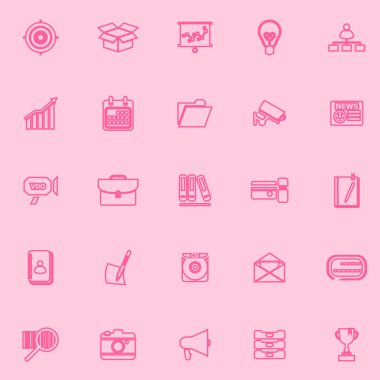 Veri ve bilgi pembe çizgi simgeler