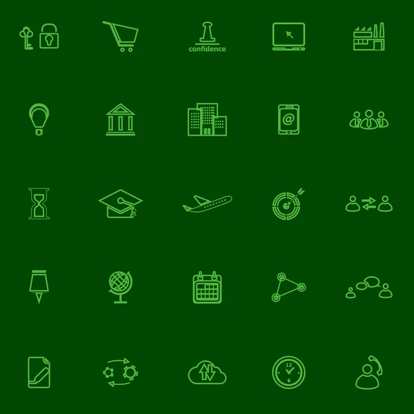 Collegamento business icone linea verde — Vettoriale Stock