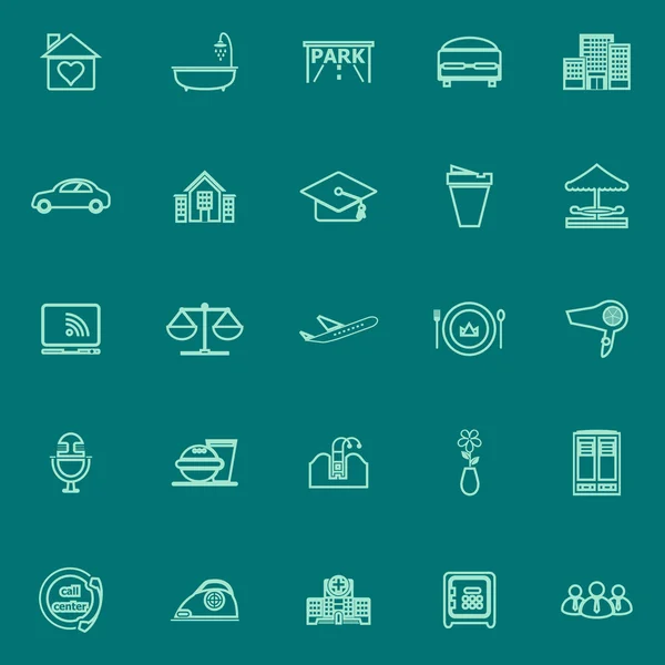 Hospitality business green line icons — Stock Vector