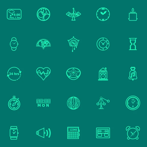 Iconos de línea verde de tiempo de diseño — Archivo Imágenes Vectoriales