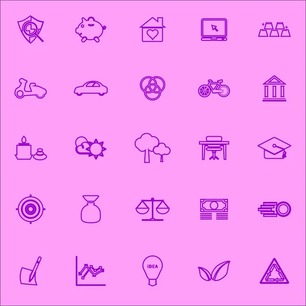 Sufficient economy violet line icons — Stock Vector