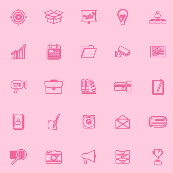 Data and information pink line icons — Stock Vector