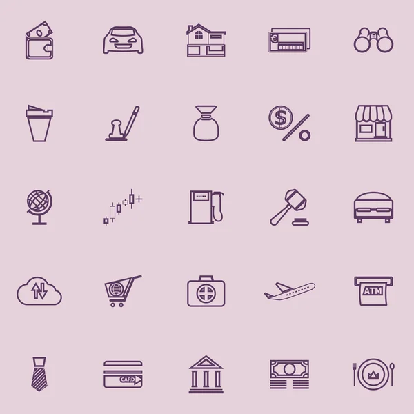 E wallet line icons purple color — Stock Vector