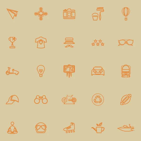 Hipster line icons orange color — Stock Vector
