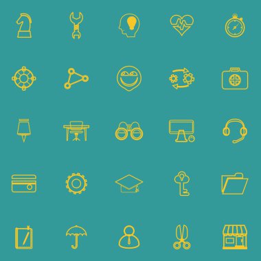 İnsan kaynakları çizgi simgeleri sarı rengi