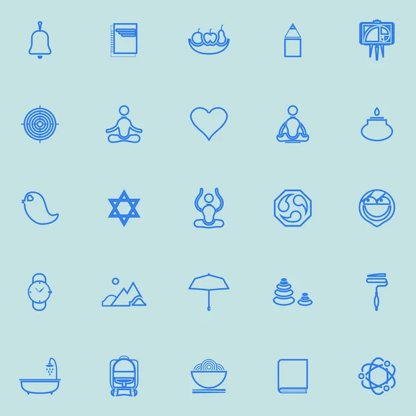 Zen society line icons light blue color