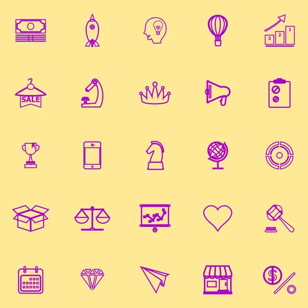 Iconos de línea de estrategia de marketing color violeta — Archivo Imágenes Vectoriales